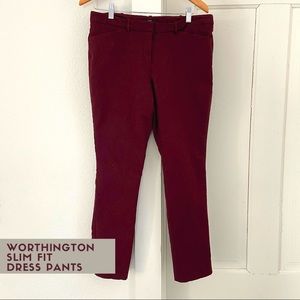 Maroon Worthington Slim Fit Dress Pants